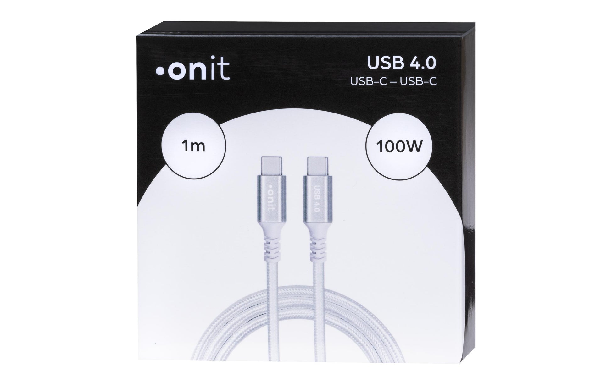 ONIT USB-C auf USB-C Kabel – USB4 40 Gbit/s – 1 m – PD 100 W – Textilmantel – Weiss