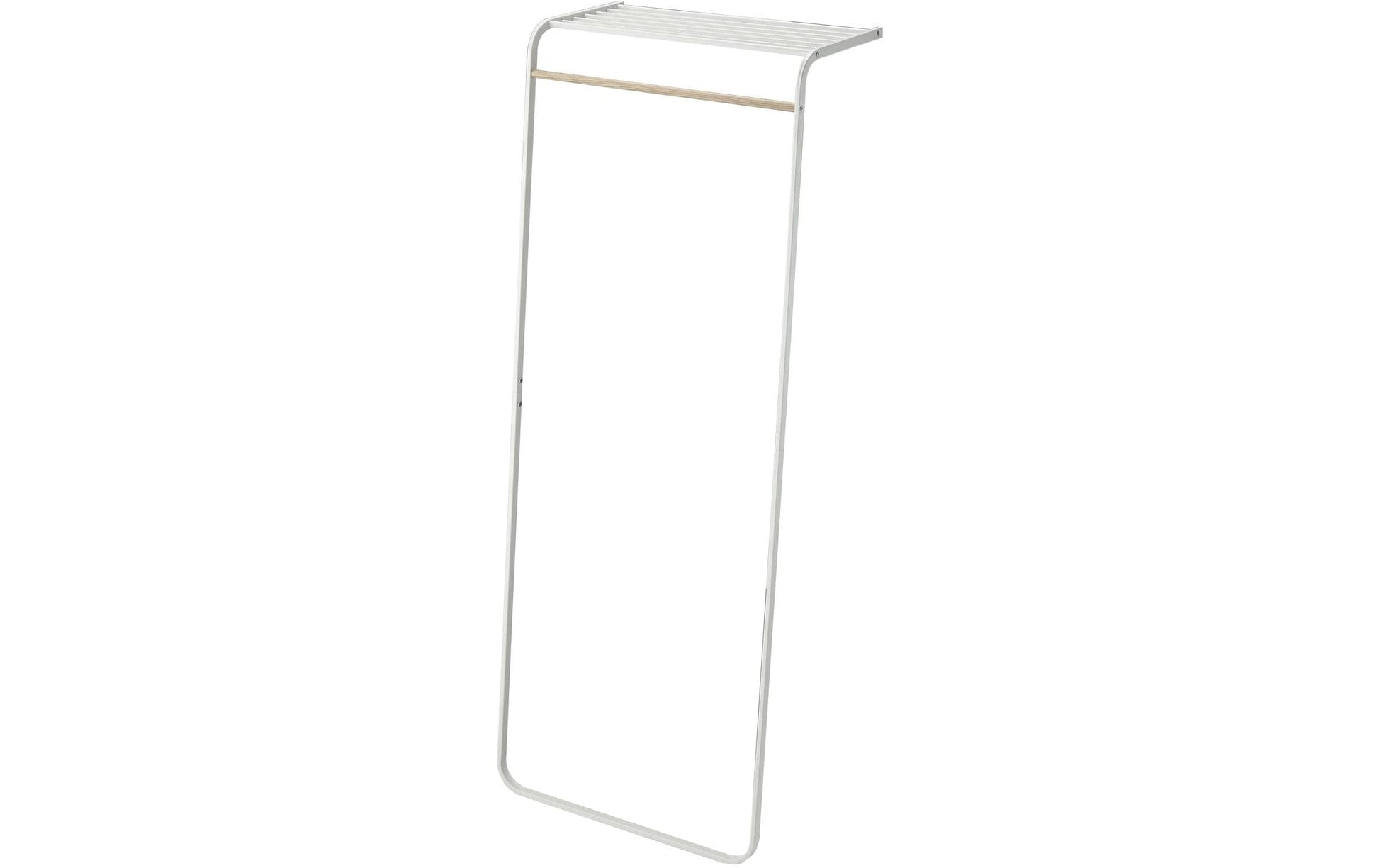 Yamazaki Garderobenständer – mit Regal, Stahl/Esche, Weiss, 60 × 46 × 160 cm