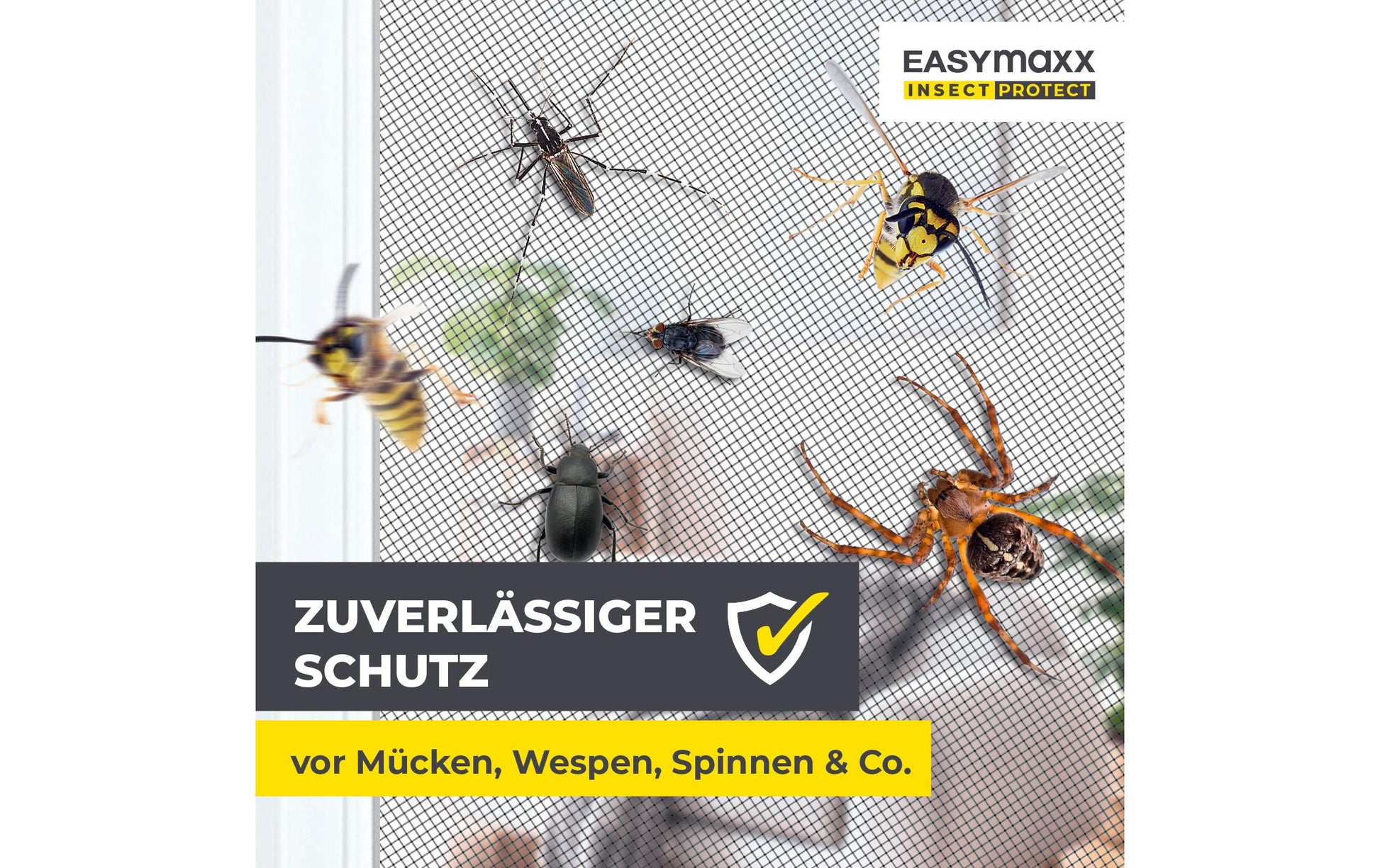 EASYmaxx Fenster-Fliegengitter – 150 × 130 cm – Schwarz – Magnetbefestigung, zuschneidbar – für Fluginsekten