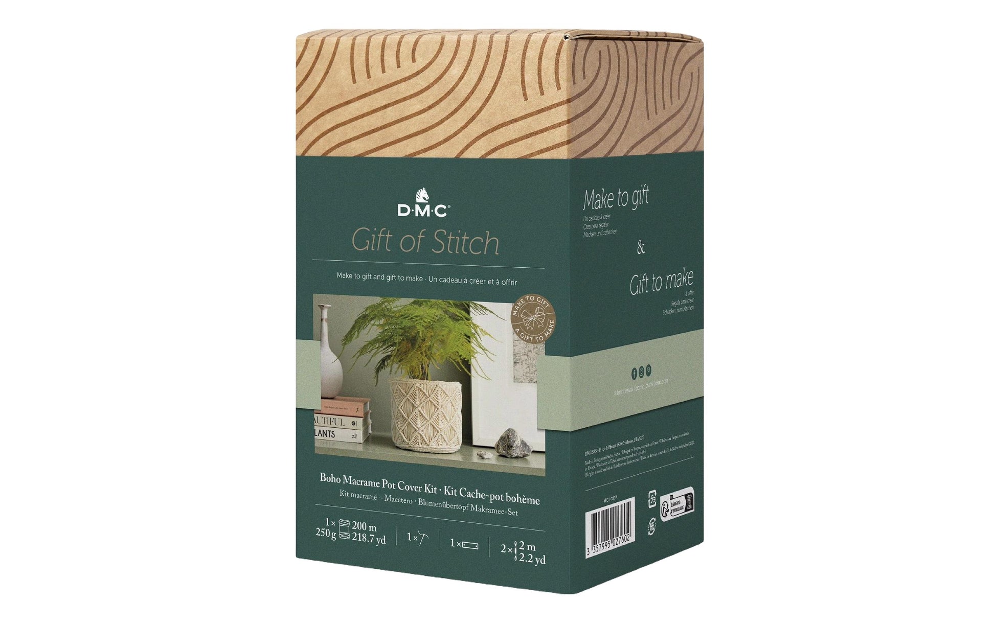 DMC Makramee-Set – Topf-Abdeckung Boho – 14 × 17 cm – 8-teilig – 80% Baumwolle, 20% Polyester – Beige