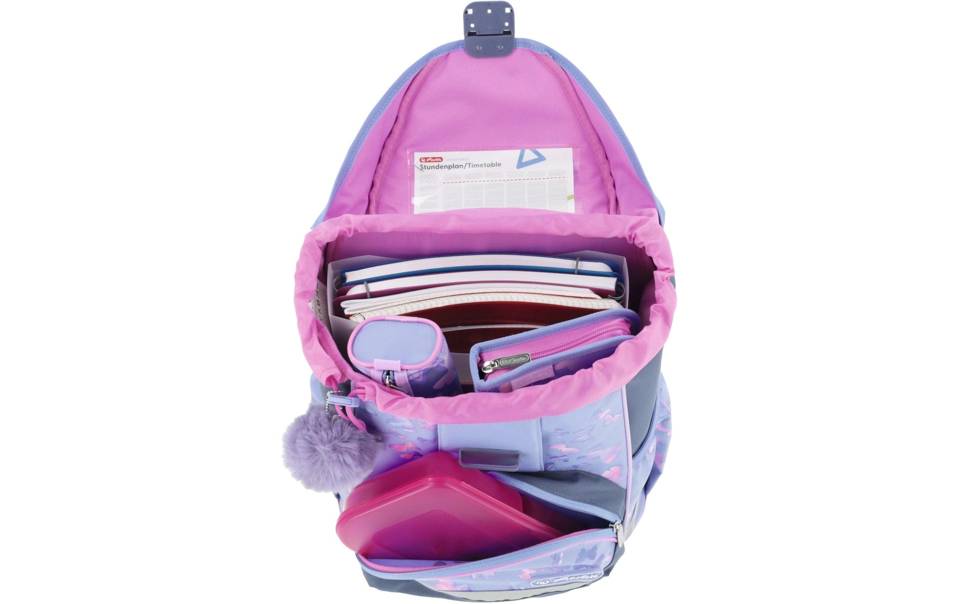 Herlitz UltraLight Plus – Schulrucksack-Set 4-teilig, Schmetterling, 15 l, 28×36×21 cm