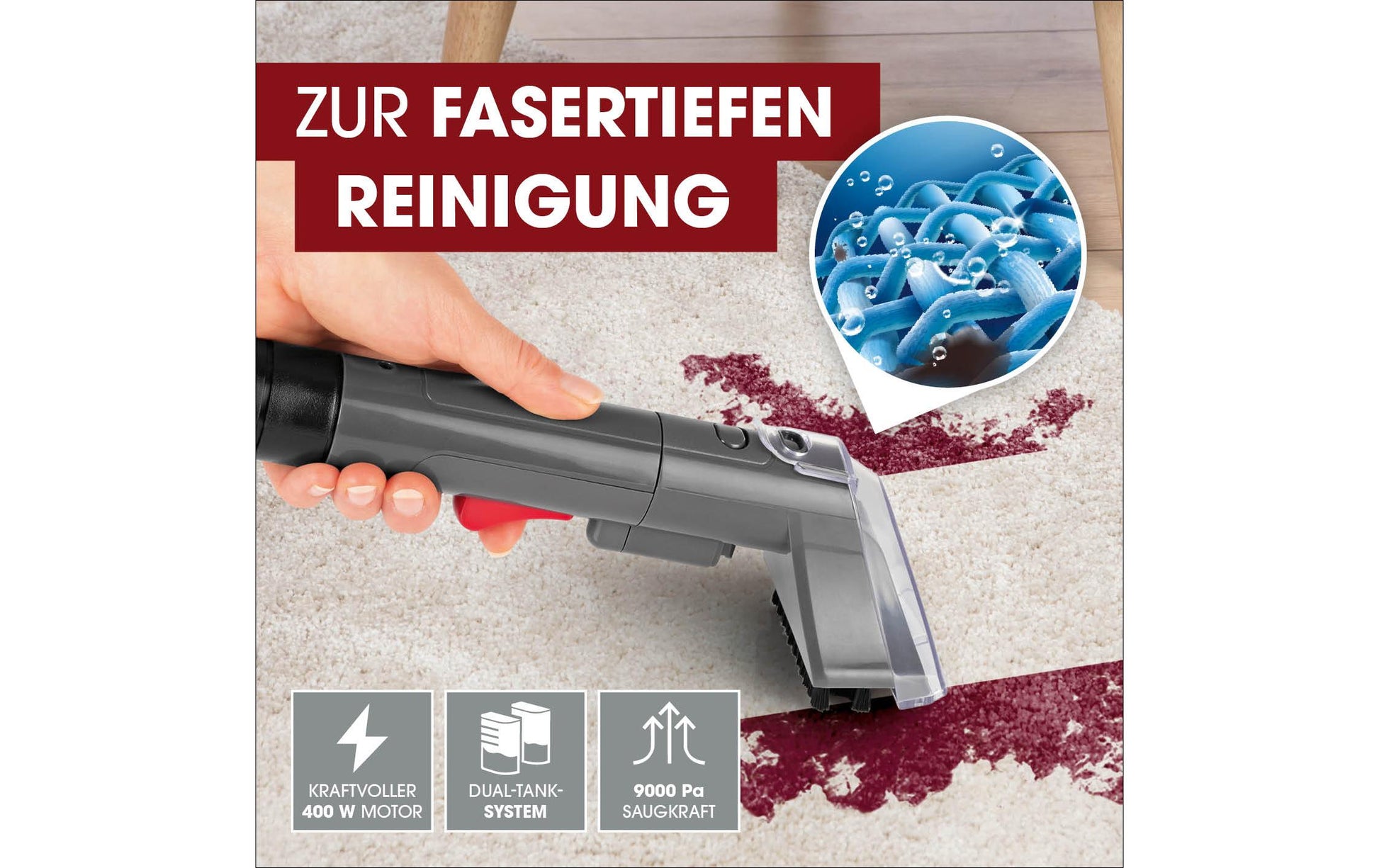 Cleanmaxx Waschsauger – 400 W, 1,1 l, Netzbetrieb, Kabel 3,0 m