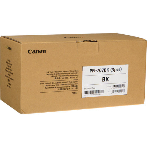 Canon Tintenpatronen-Multipack PFI-707BK, schwarz, 3×700 ml, original – für iPF830, iPF840, iPF850