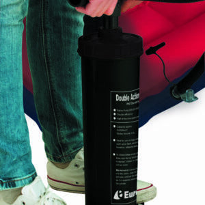 Eurotrail Doppelhubpumpe 2 l Boden-Luftpumpe – Höhe 470 mm, 4 Ventiladapter – für Schlauchboote