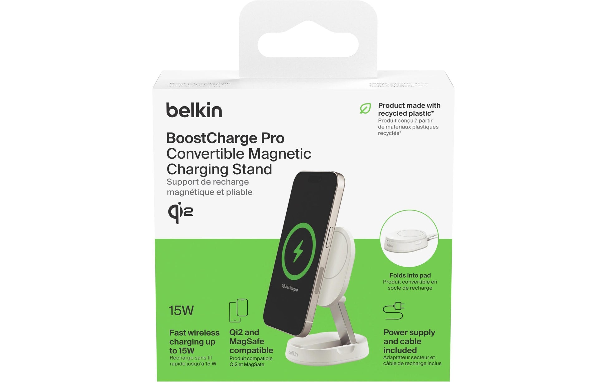 Belkin BOOST CHARGE PRO CONVERTIBLE Ladestation – 15 W, Qi2, magnetisch
