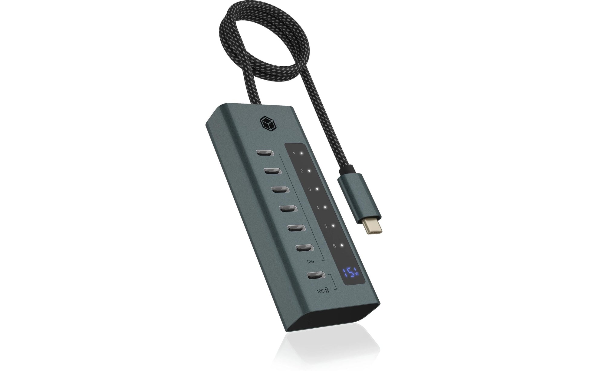 ICY BOX IB-HUB1457-C31 USB-Hub – 7× USB-C (10 Gbit/s), 20 W PD, für Windows/Mac