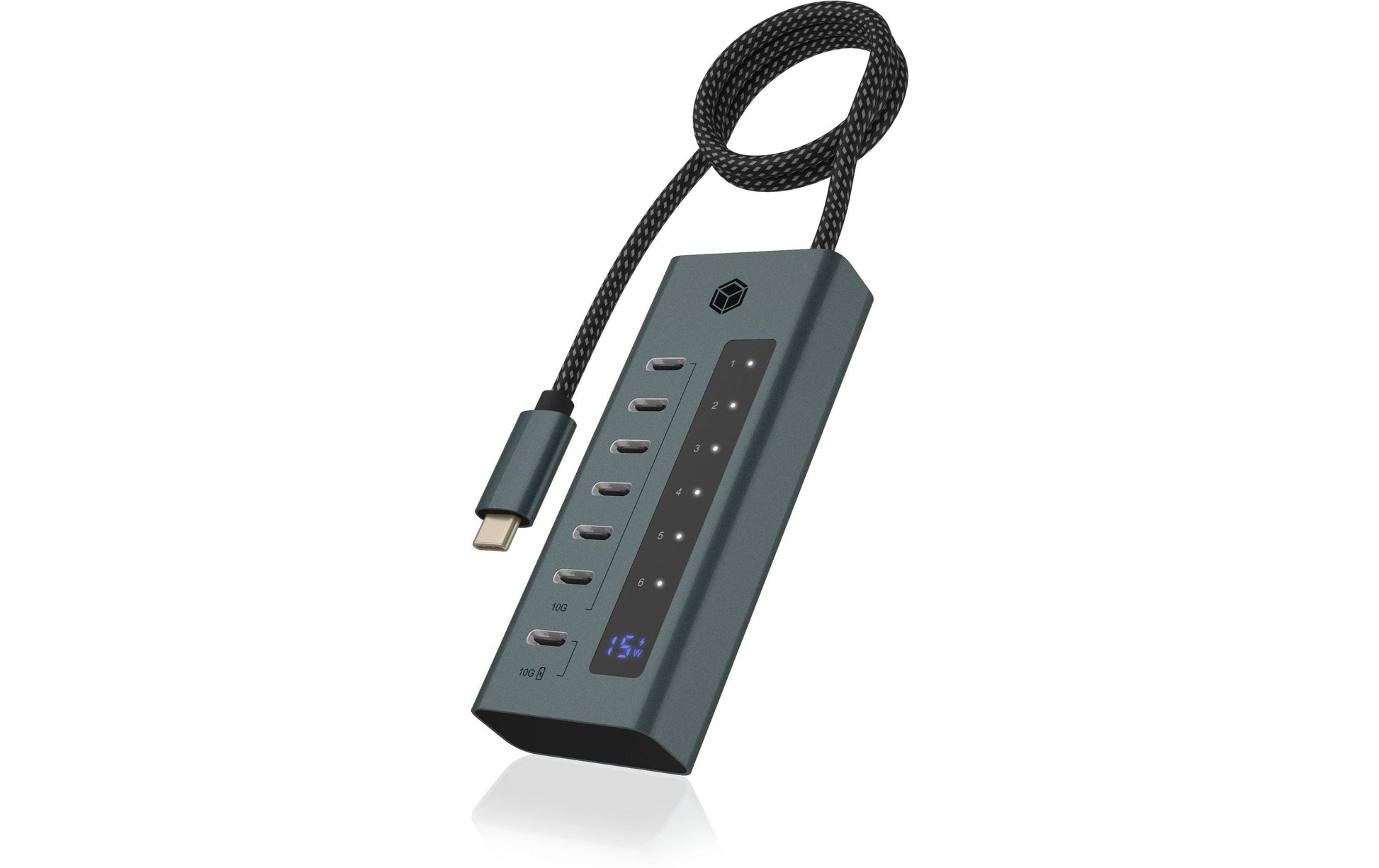 ICY BOX IB-HUB1457-C31 USB-Hub – 7× USB-C (10 Gbit/s), 20 W PD, für Windows/Mac