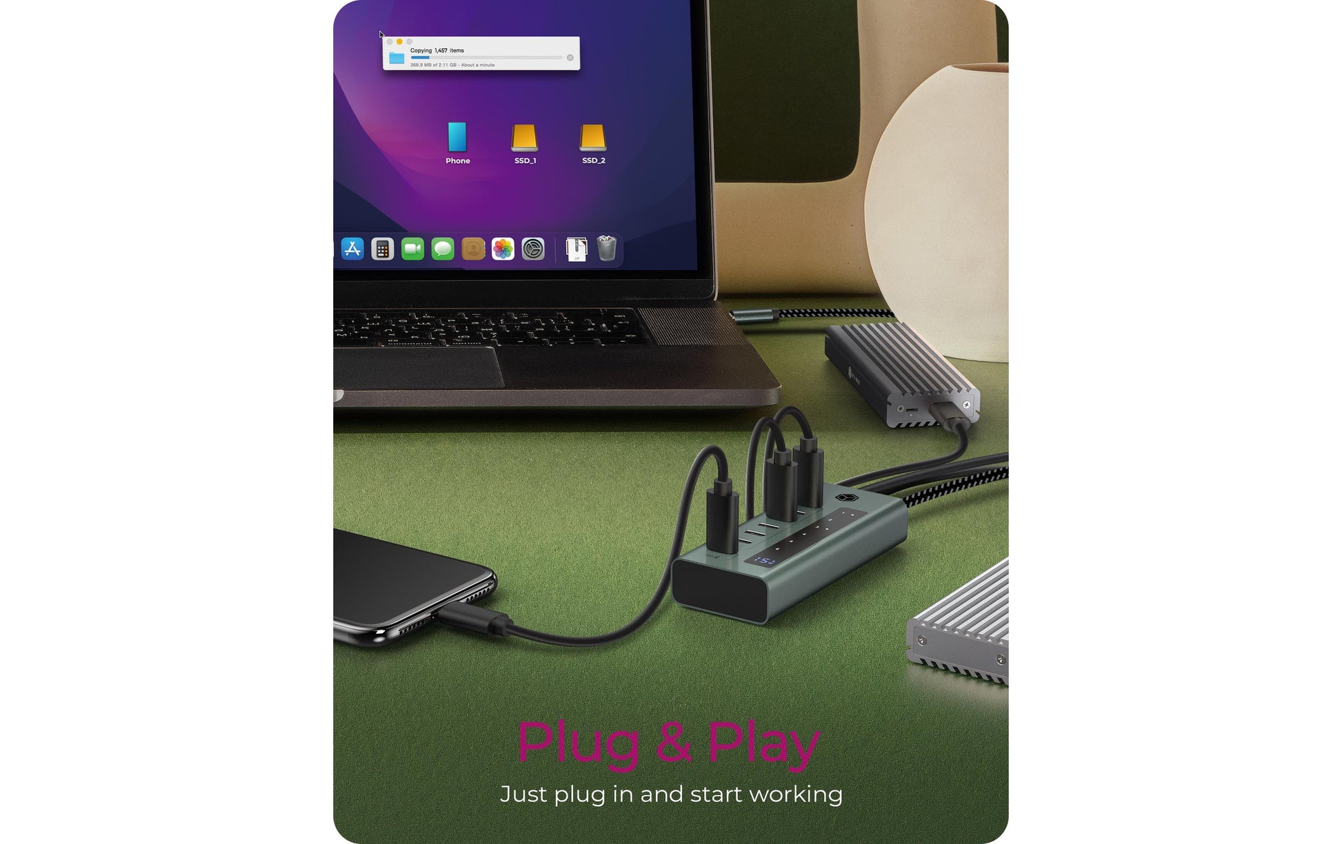 ICY BOX IB-HUB1457-C31 USB-Hub – 7× USB-C (10 Gbit/s), 20 W PD, für Windows/Mac