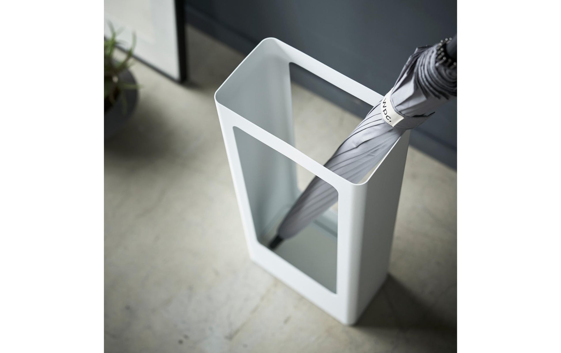 Yamazaki Schirmständer – Stahl/Silikon, Weiss, 12 × 22 × 50 cm