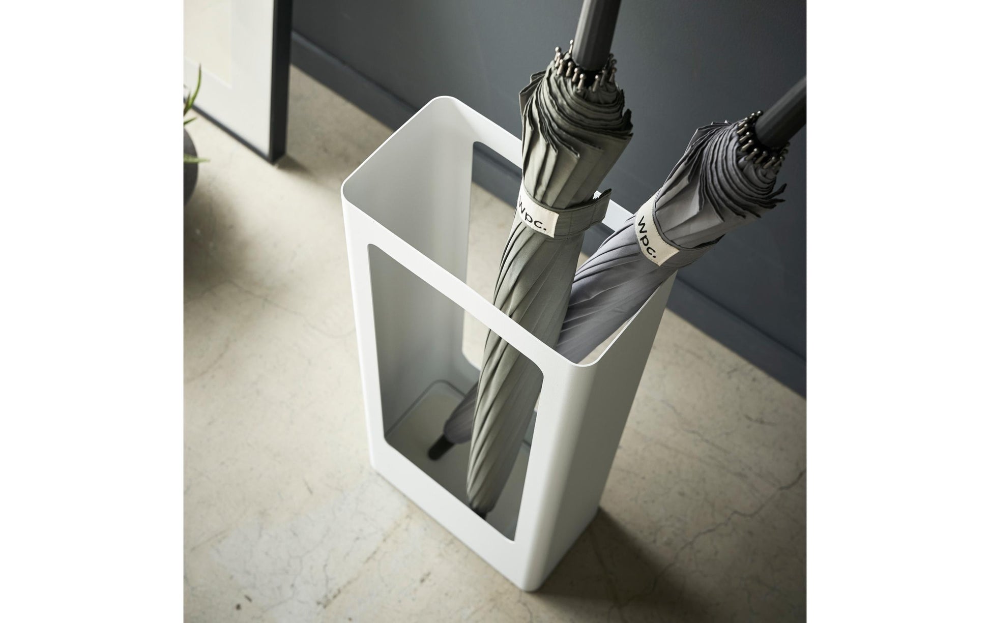 Yamazaki Schirmständer – Stahl/Silikon, Weiss, 12 × 22 × 50 cm