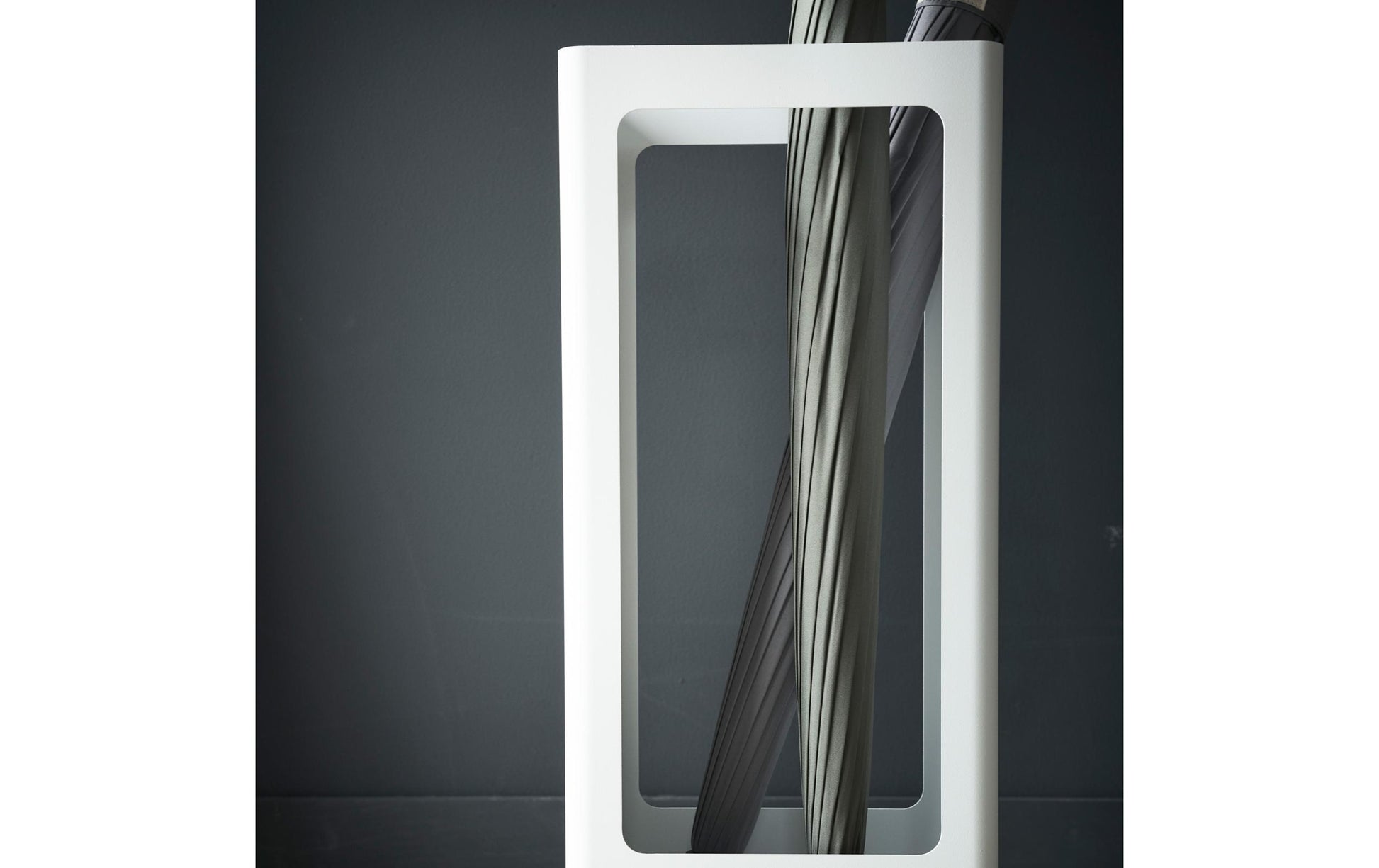 Yamazaki Schirmständer – Stahl/Silikon, Weiss, 12 × 22 × 50 cm