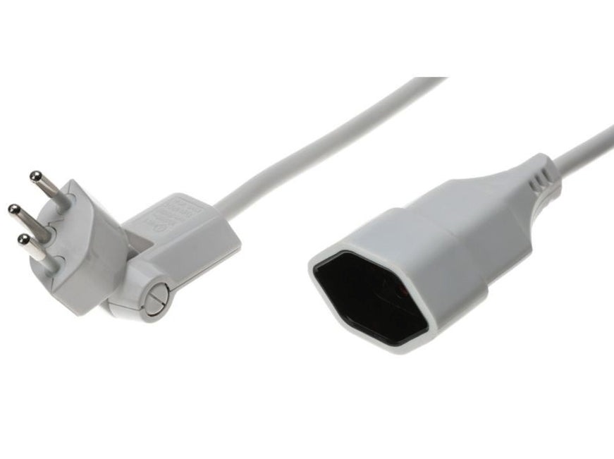 Max Hauri AG Max Hauri – Netzkabel, T12 auf T13, abgewinkelt, Kinderschutz, 3 m, Weiss, 129041