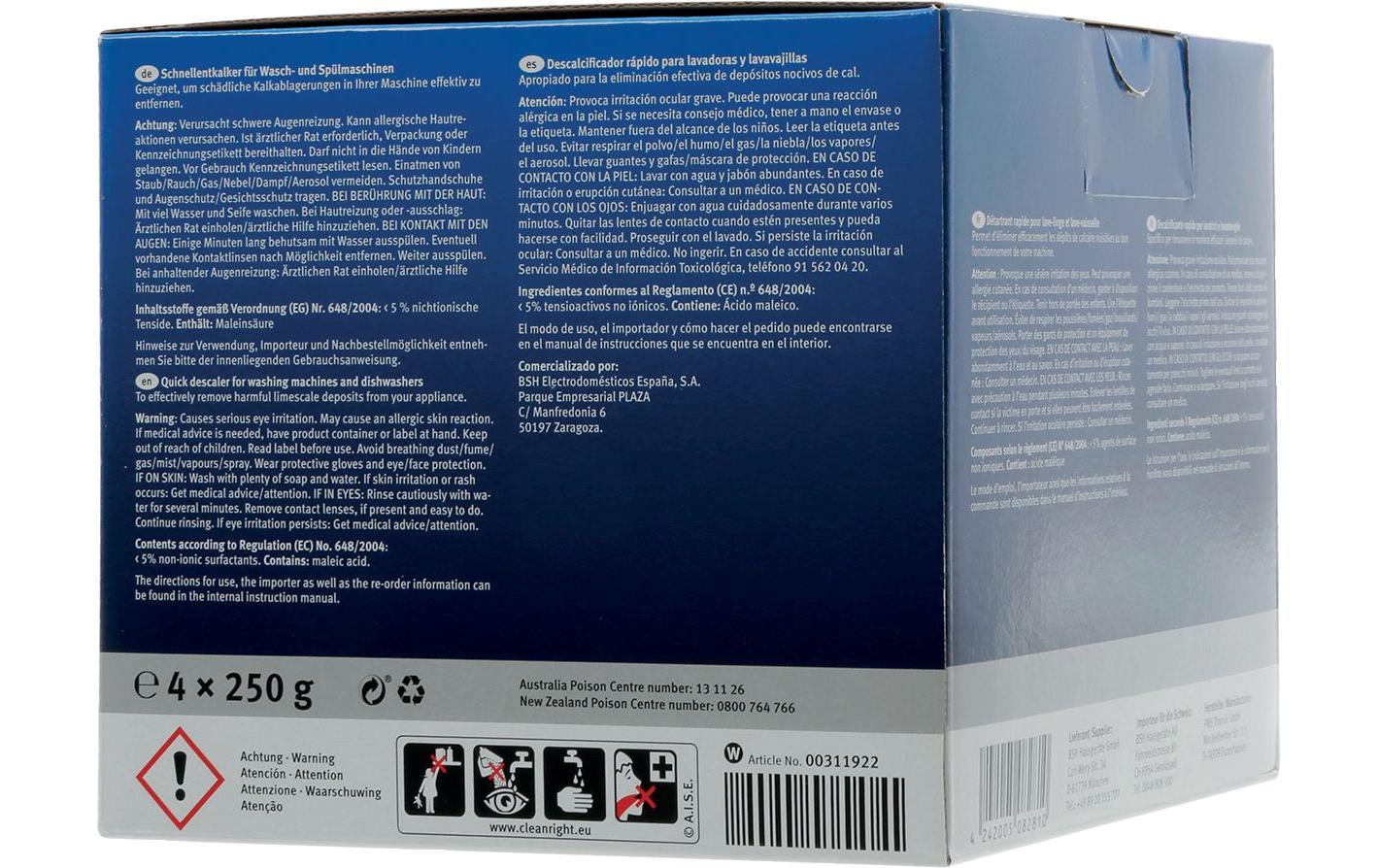 Siemens Entkalkungsmittel Schnellentkalker für Waschmaschine & Geschirrspüler – 1 kg