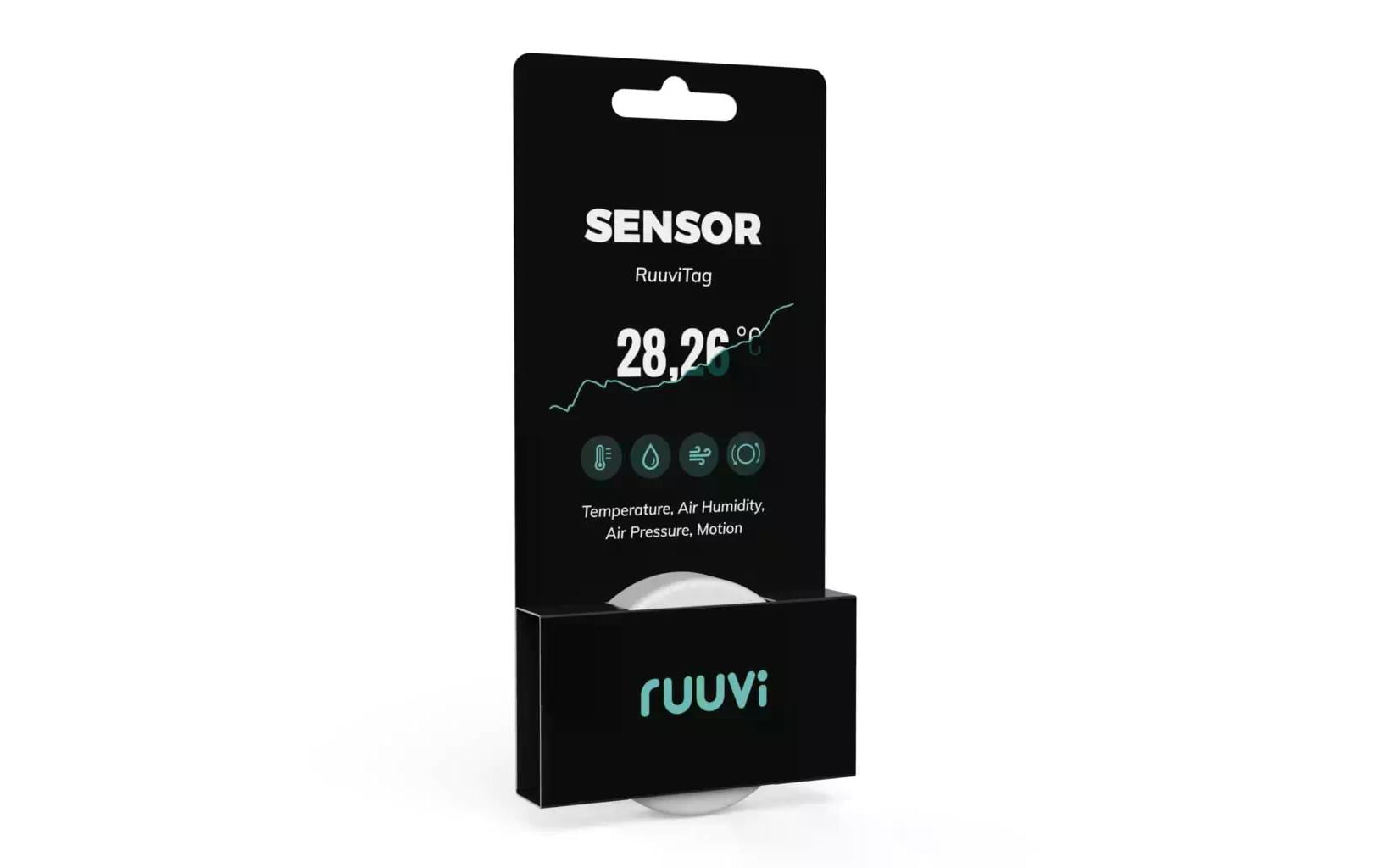 RuuviTag – Multisensor, Bluetooth, Temperatur, Feuchtigkeit, Luftdruck & Bewegung, IP67 – Weiss
