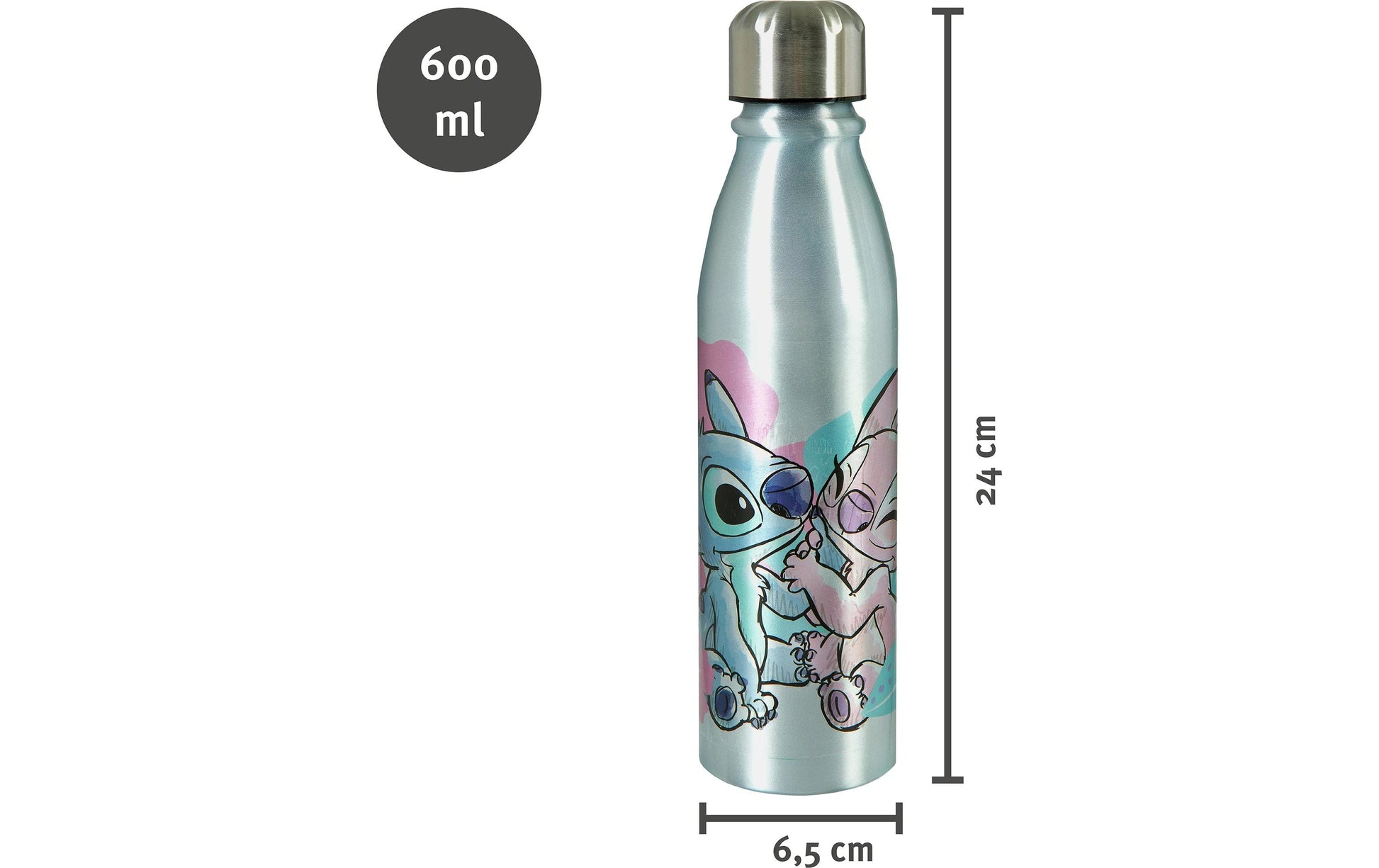 Scooli Kindertrinkflasche 600 ml – Aluminium, Schraubdeckel, Lilo & Stitch