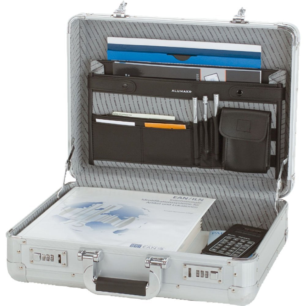 Alumaxx TAURUS – Pilotenkoffer, Aluminium, Kombinationsschloss, Silber, 46 × 34 × 16 cm