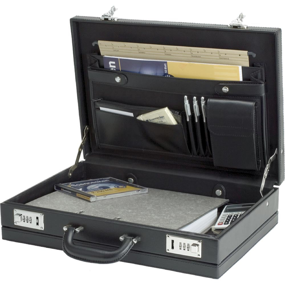 Alassio PONTE – Pilotenkoffer, Leder, Kombinationsschloss, Schwarz, 44,5 × 33 × 10 cm