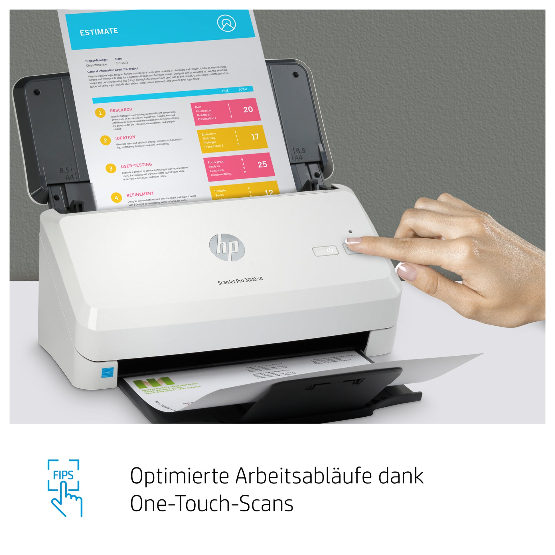 HP ScanJet Pro 3000 s4 – Dokumentenscanner, A4, Duplex, 40 ppm, 600 dpi, ADF 50 Blatt, USB