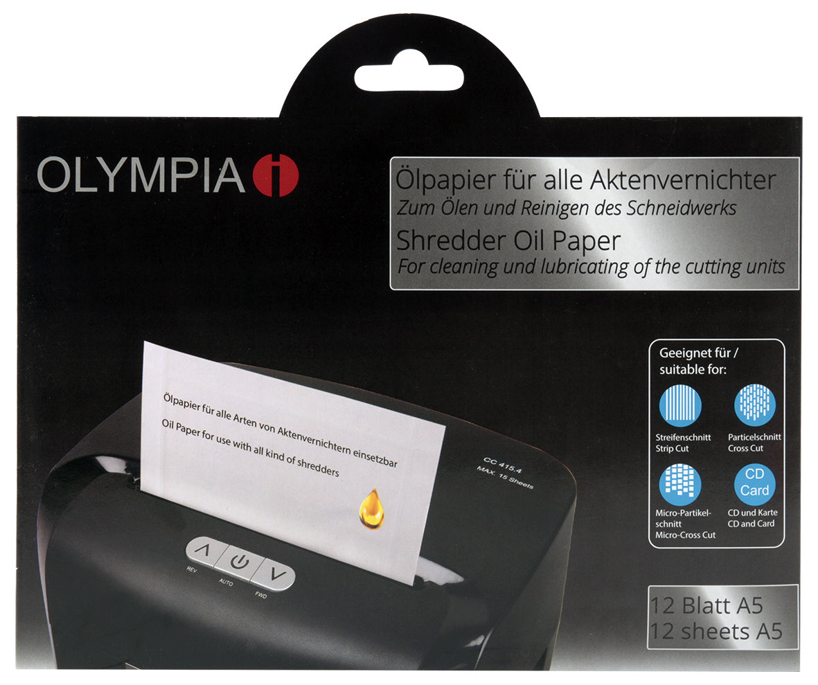 Olympia Ölpapier für Aktenvernichter – 12 Stk., für Olympia Shredder
