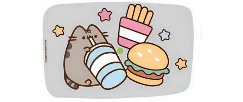 Scooli Lunchbox 550 ml, 17 × 12,5 × 6 cm, Edelstahl, grau, Pusheen-Motiv