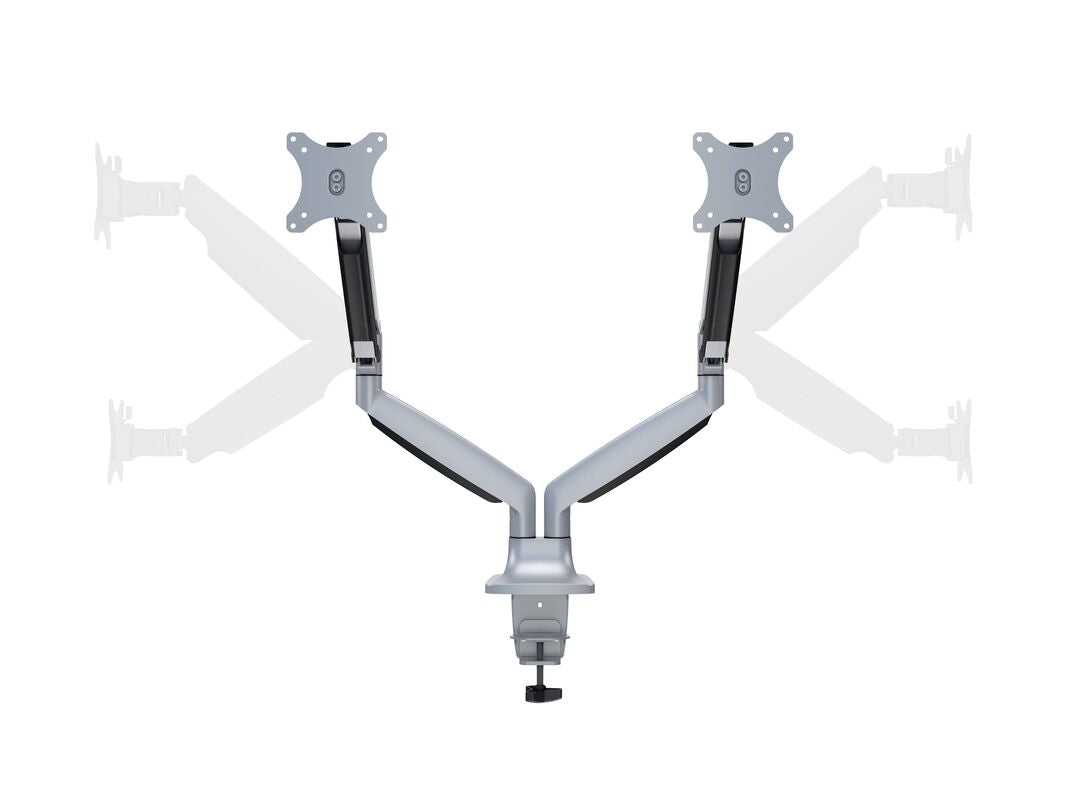 Multibrackets MB Duo 3279 – Tischhalterung, Dual, bis 27", VESA 100 × 100 mm, 9 kg, schwenkbar, Silber