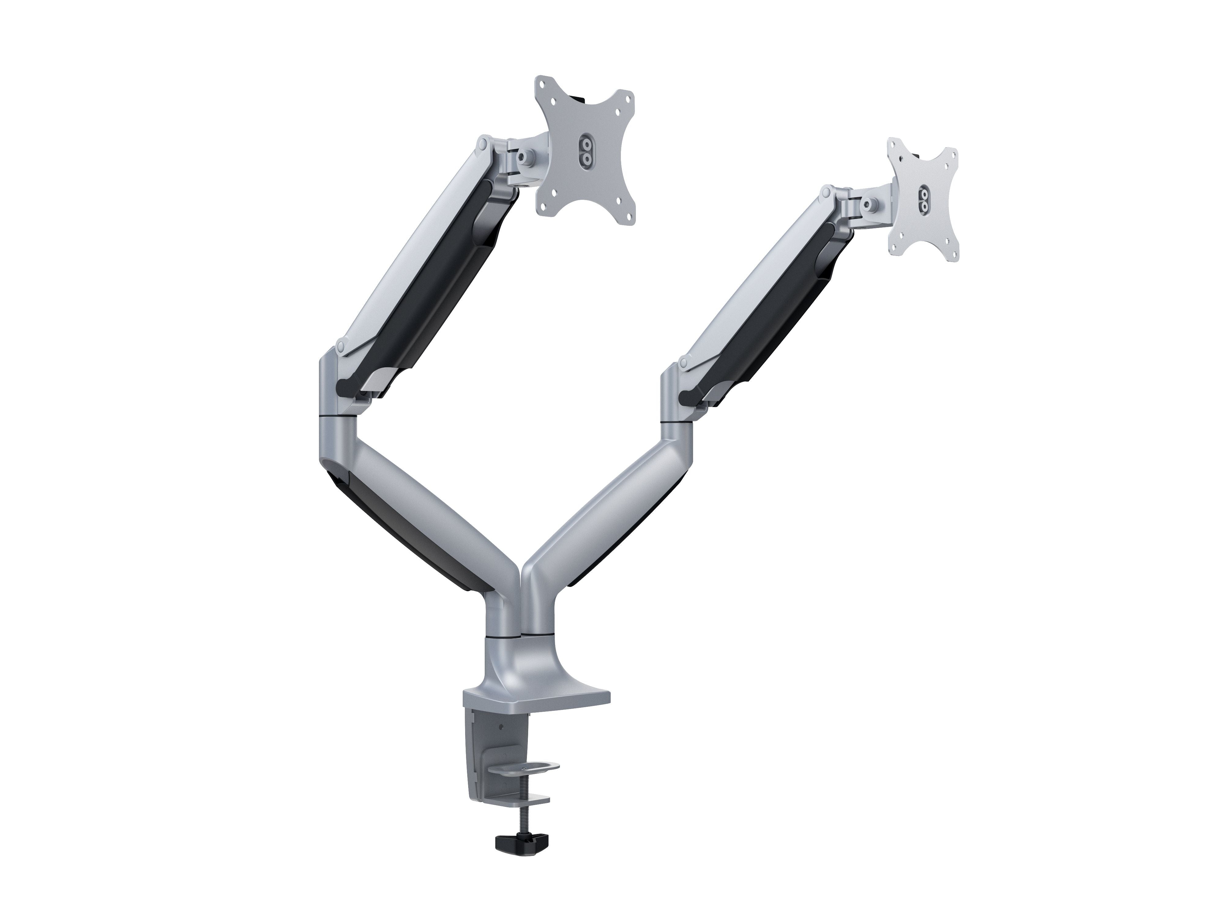 Multibrackets MB Duo 3279 – Tischhalterung, Dual, bis 27", VESA 100 × 100 mm, 9 kg, schwenkbar, Silber