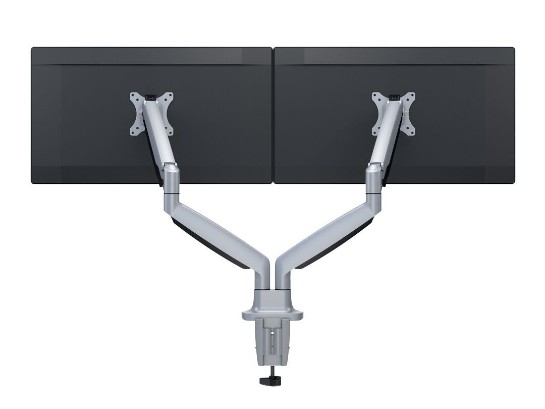 Multibrackets MB Duo 3279 – Tischhalterung, Dual, bis 27", VESA 100 × 100 mm, 9 kg, schwenkbar, Silber