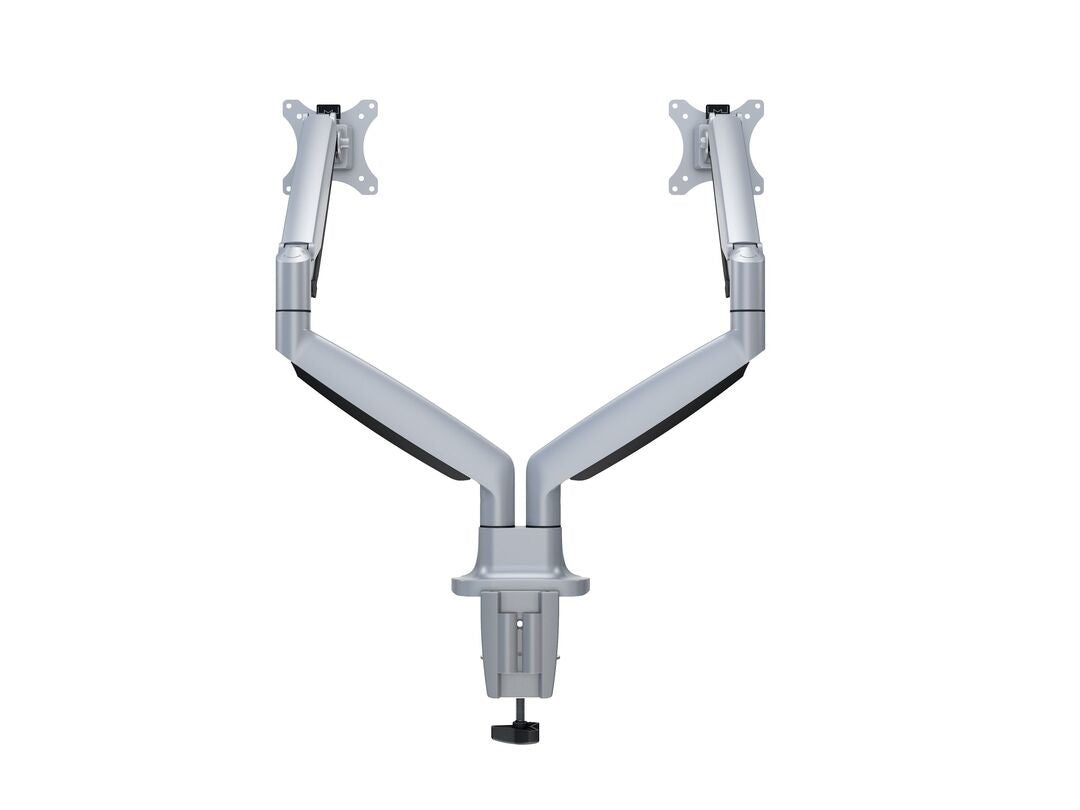 Multibrackets MB Duo 3279 – Tischhalterung, Dual, bis 27", VESA 100 × 100 mm, 9 kg, schwenkbar, Silber