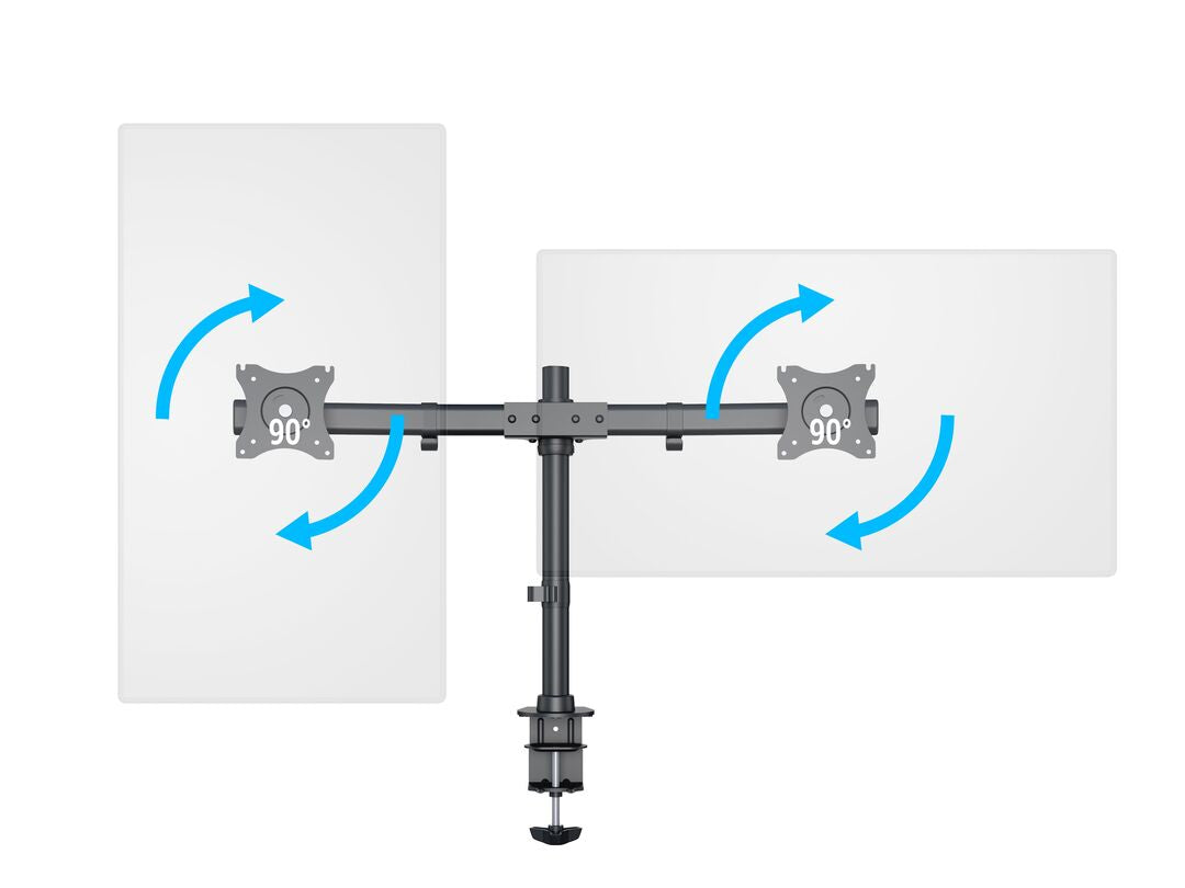 Multibrackets basic 3309 – Monitorhalterung, Dual, bis 27", VESA 100 × 100 mm, 8 kg, drehbar, schwarz