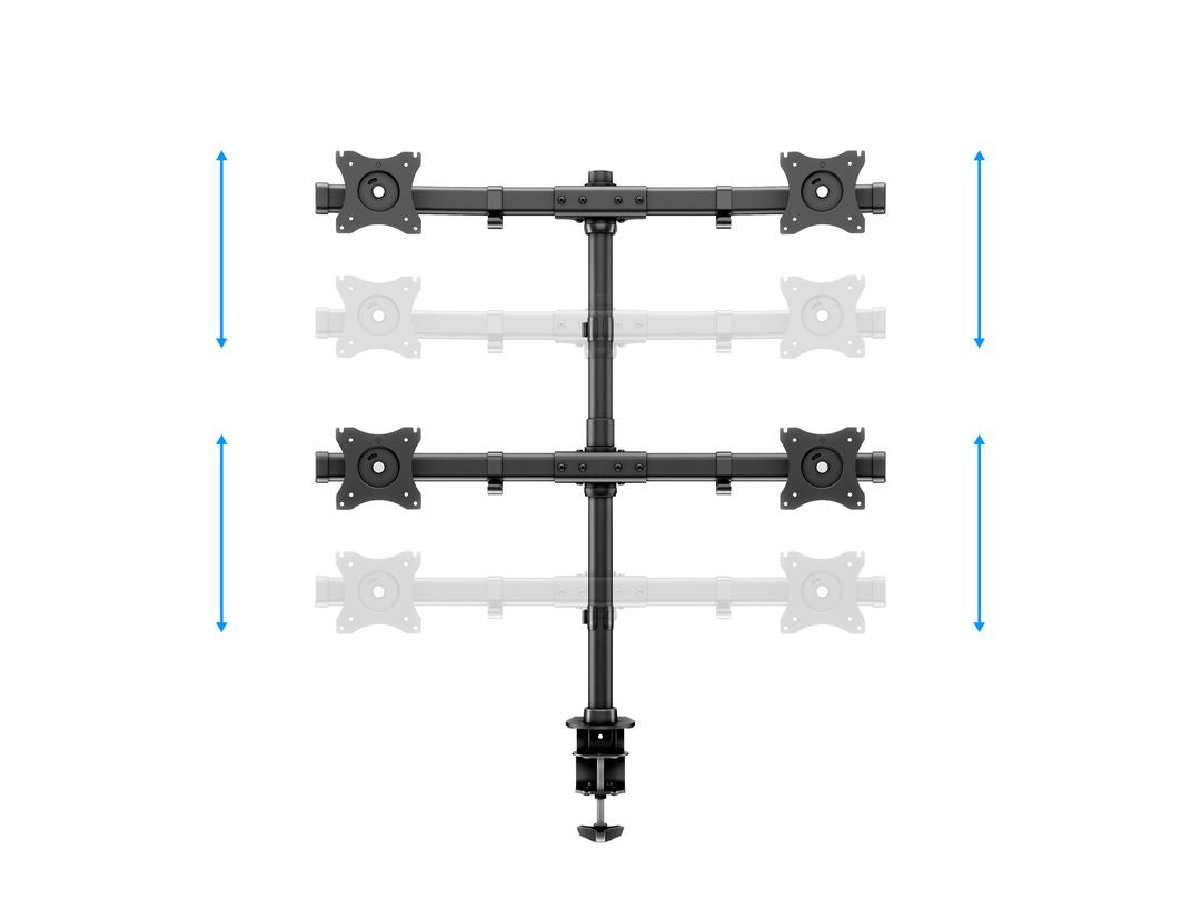 Multibrackets Monhalt basic 3316 – Monitorhalterung, Quad, bis 27", VESA 75 × 75 mm, 8 kg, neigbar, schwarz