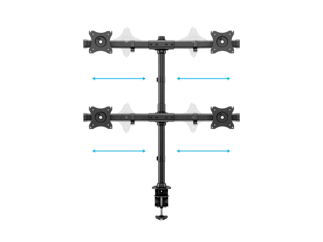 Multibrackets Monhalt basic 3316 – Monitorhalterung, Quad, bis 27", VESA 75 × 75 mm, 8 kg, neigbar, schwarz