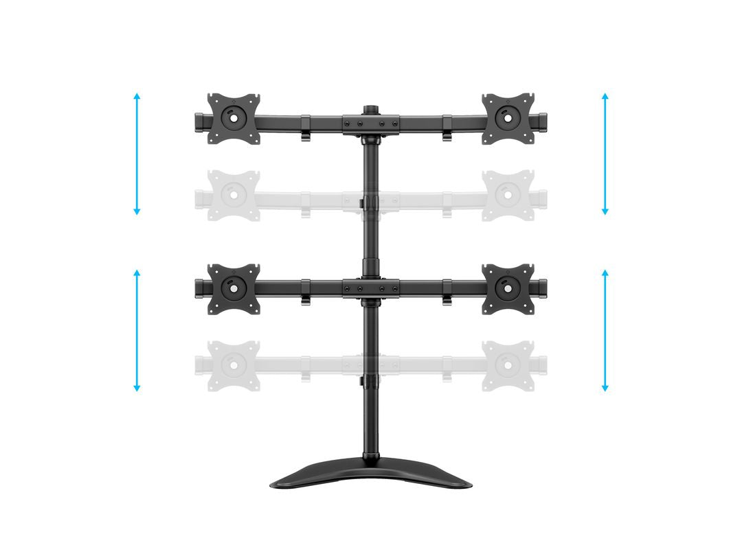 Multibrackets basic 3347 – Standfuss, 4 Monitore, bis 27", VESA 75 × 75 mm, 8 kg, drehbar, höhenverstellbar