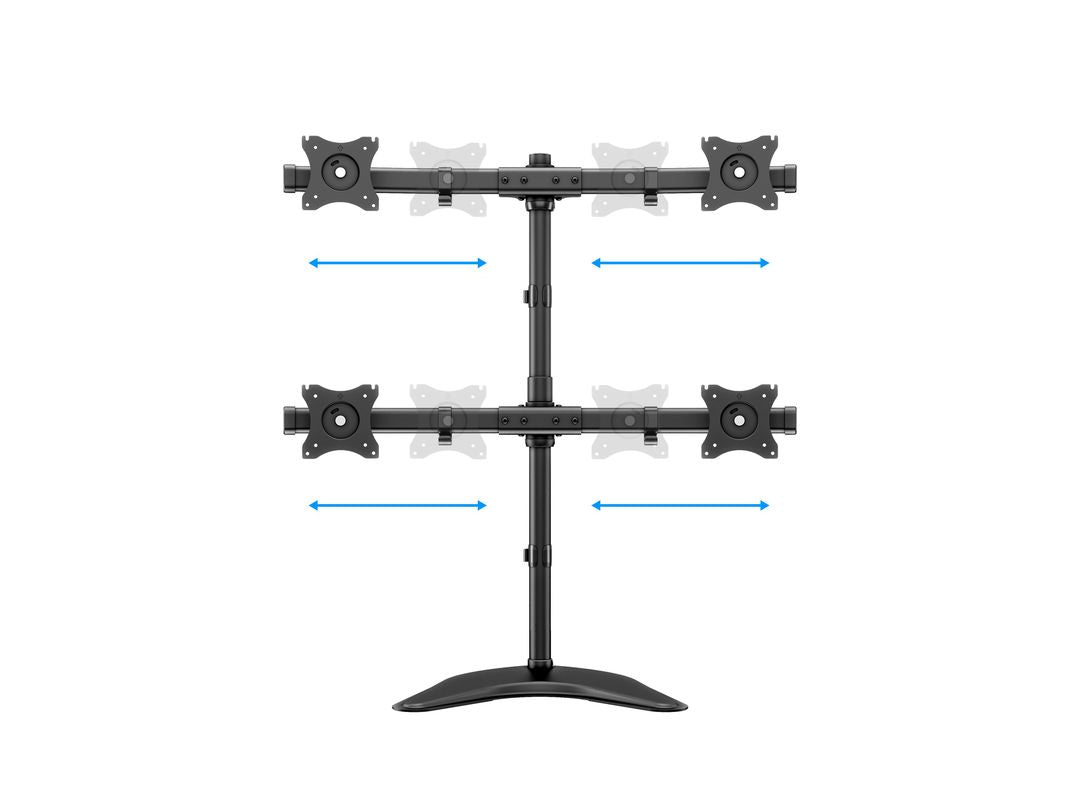 Multibrackets basic 3347 – Standfuss, 4 Monitore, bis 27", VESA 75 × 75 mm, 8 kg, drehbar, höhenverstellbar