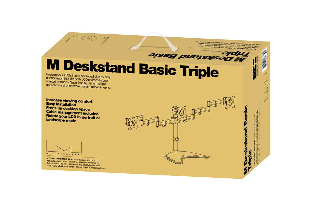 Multibrackets MB 3392 – Tischhalterung, 3-fach, Standfuss, bis 27", VESA 100 × 100 mm, 8 kg