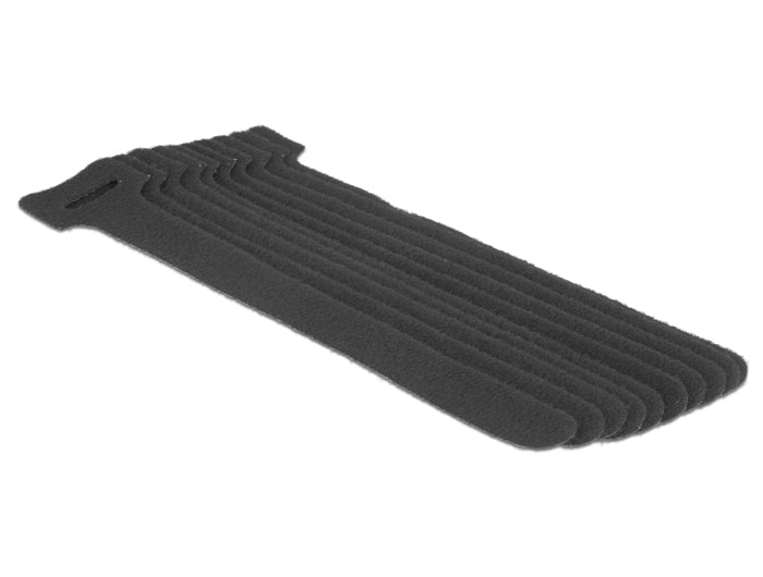 DeLOCK Klettkabelbinder, 12 mm × 0,15 m, schwarz, 10 Stück