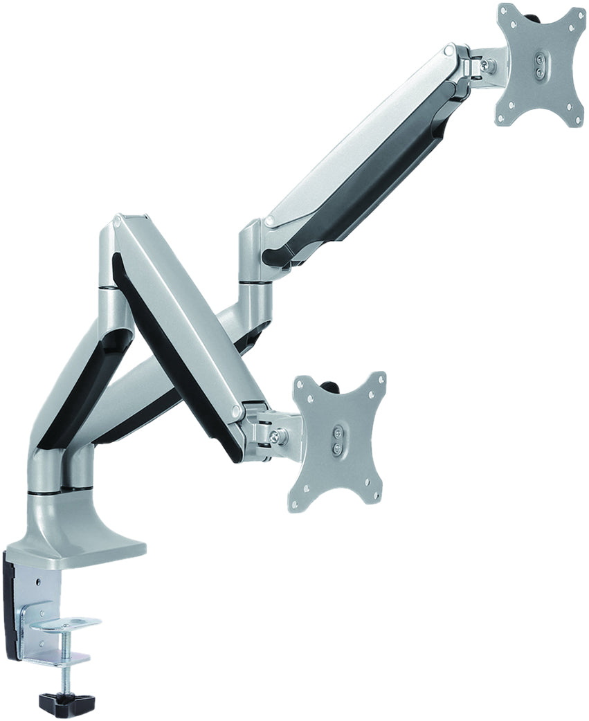 VALUE Monitorarm Tischhalterung – 2 Monitore – bis 32" – VESA 75×75/100×100 mm – bis 9 kg/Monitor – Grau
