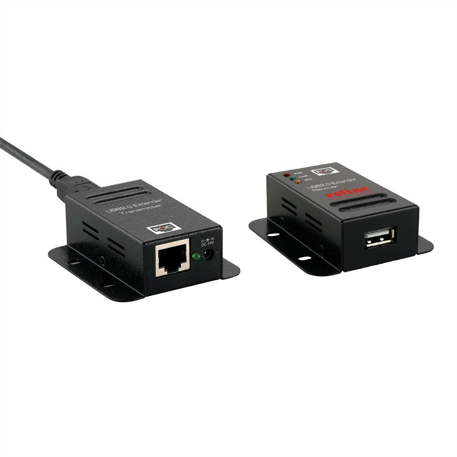 ROLINE USB-Verlängerung USB-B zu USB-A – 50 m, USB 2.0 Hi-Speed 480 Mbit/s, PoC – Schwarz