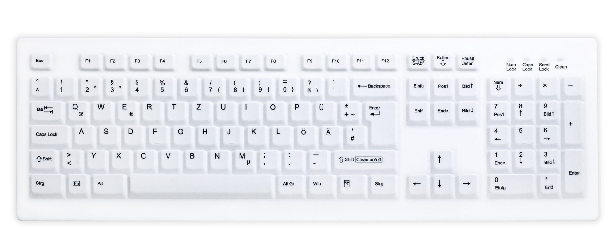 Active Key AK-C8100 – Tastatur, QWERTZ (CH), Fullsize (100%), Membran, 2,4 GHz, Weiss