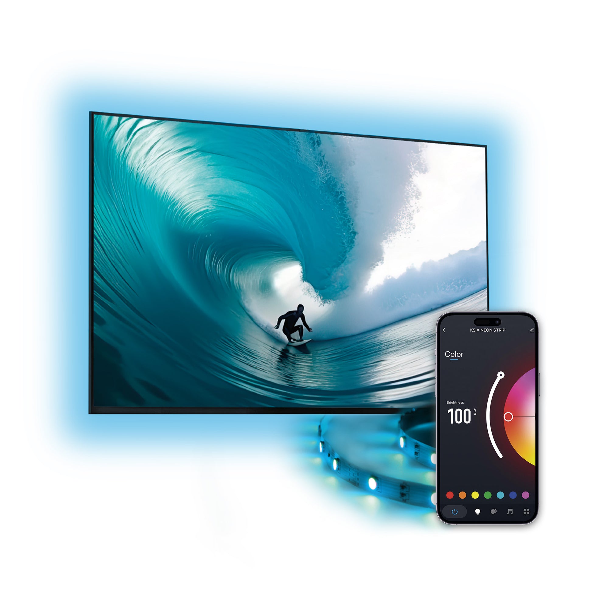 Ksix SmartLED TV-Backlight-Set – RGBIC, Wi‑Fi, Fernbedienung – für 70" TVs