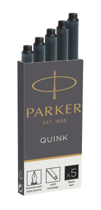 Parker Tintenpatronen Quink – schwarz, dokumentenecht, wasserfest, geruchsarm, 5 Stk.