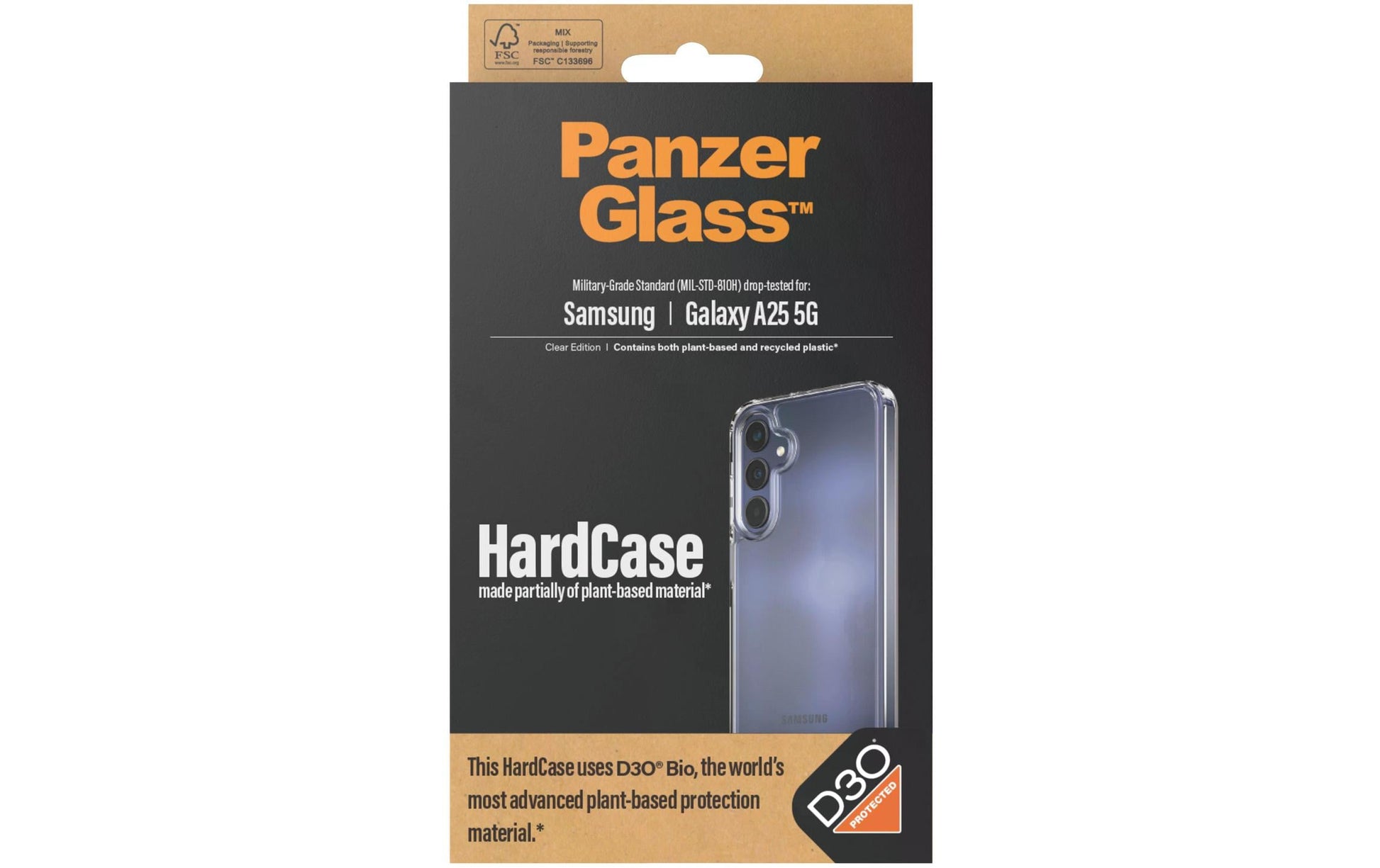 PanzerGlass Backcover – für Samsung Galaxy A25 5G, Gehärtetes Glas+PET+Silikon, Transparent