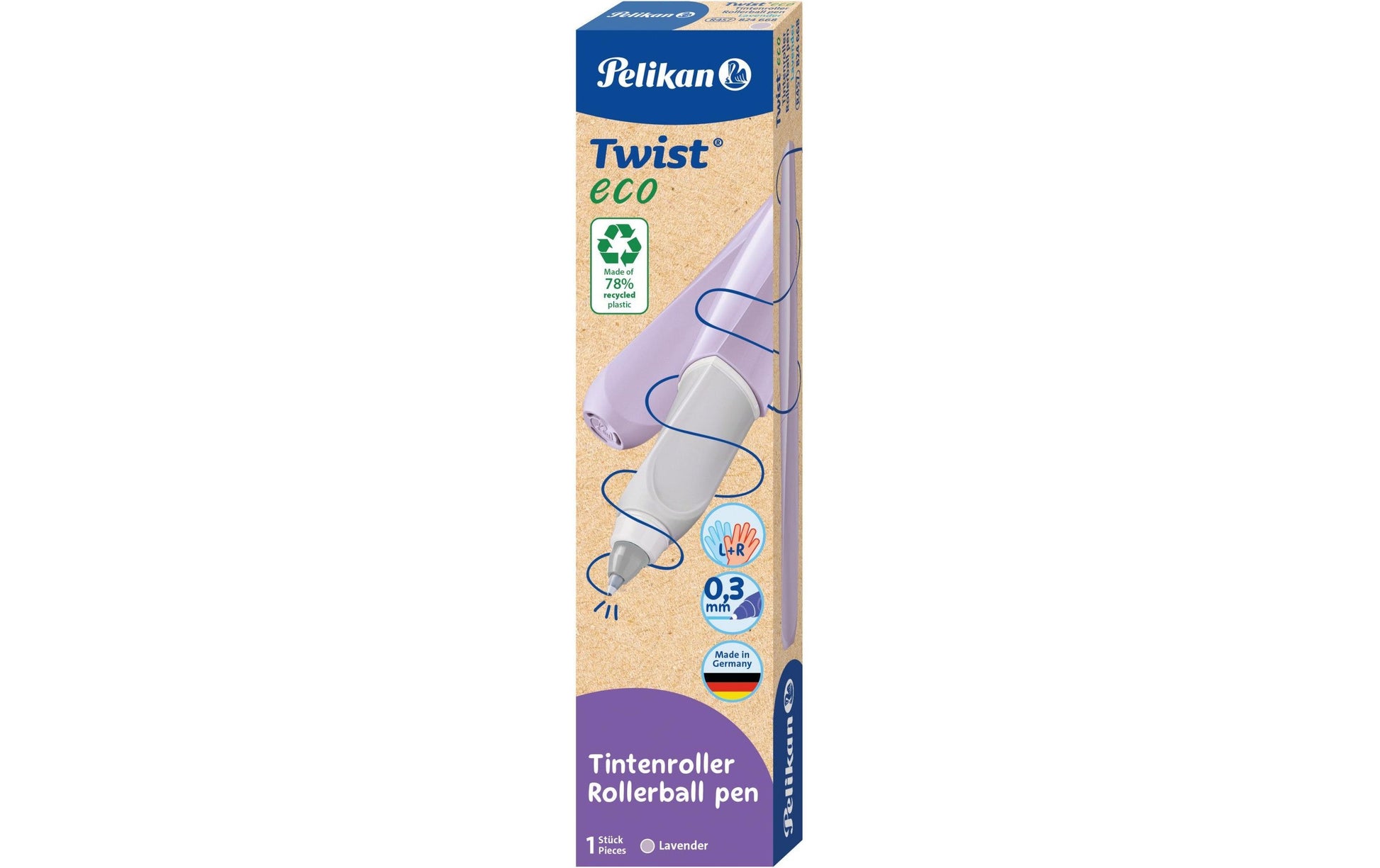 Pelikan Twist eco – Tintenroller, 0,3 mm, blau, Kunststoff, Lavendel