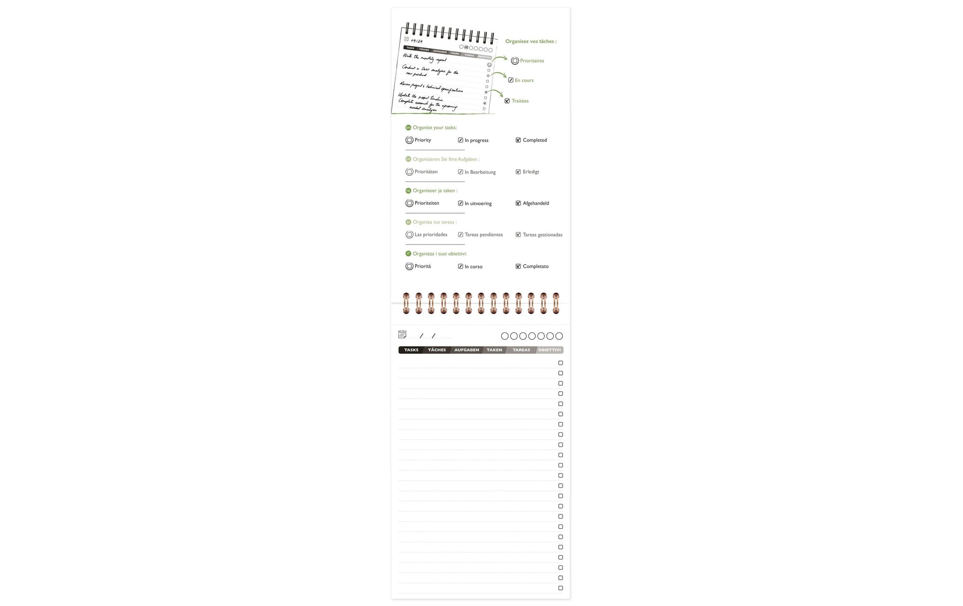 Clairefontaine AgeBag Task M Aufgabenheft – 12 × 20 cm, mehrsprachig, schwarz