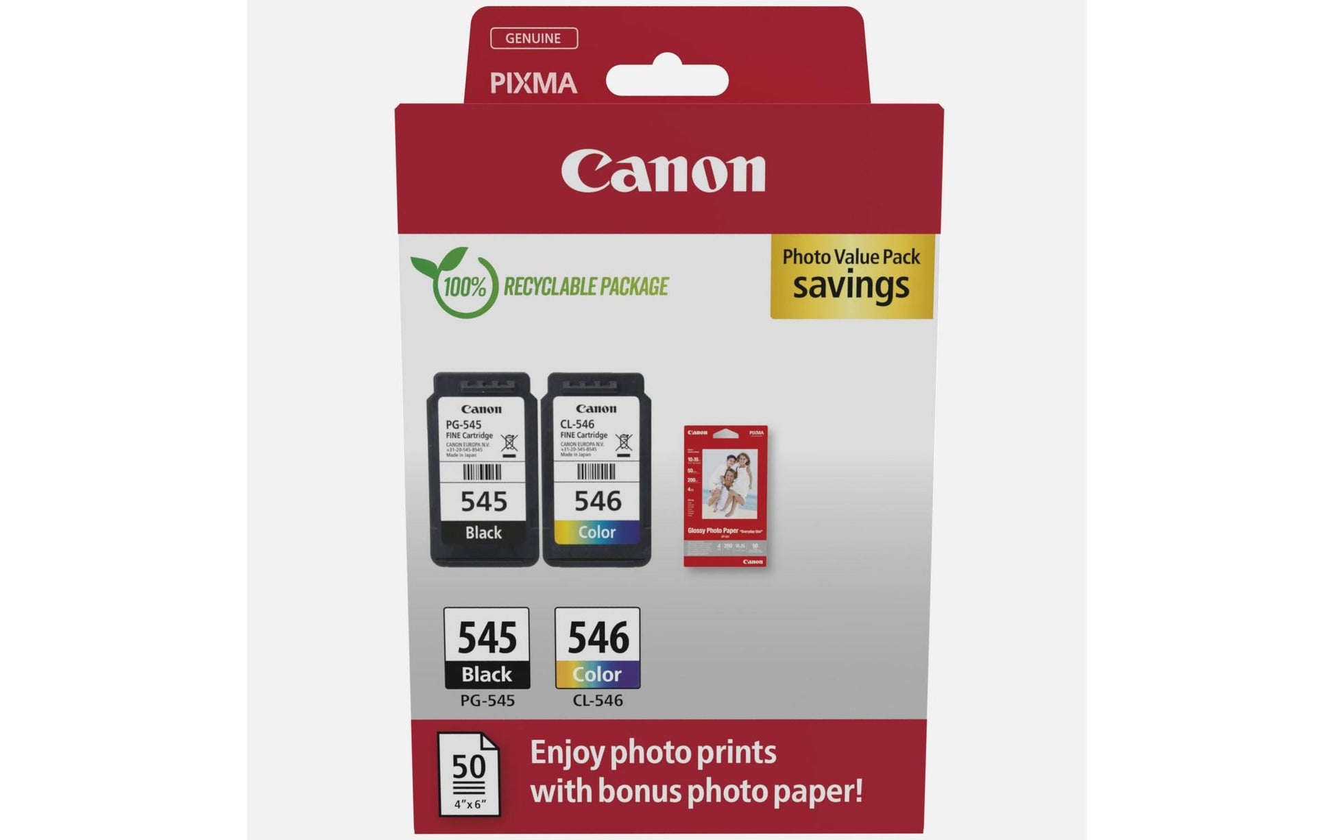 Canon Tintenpatronen-Multipack PG-545/CL-546, Schwarz + Farbig, 2er-Pack – für Canon-Drucker