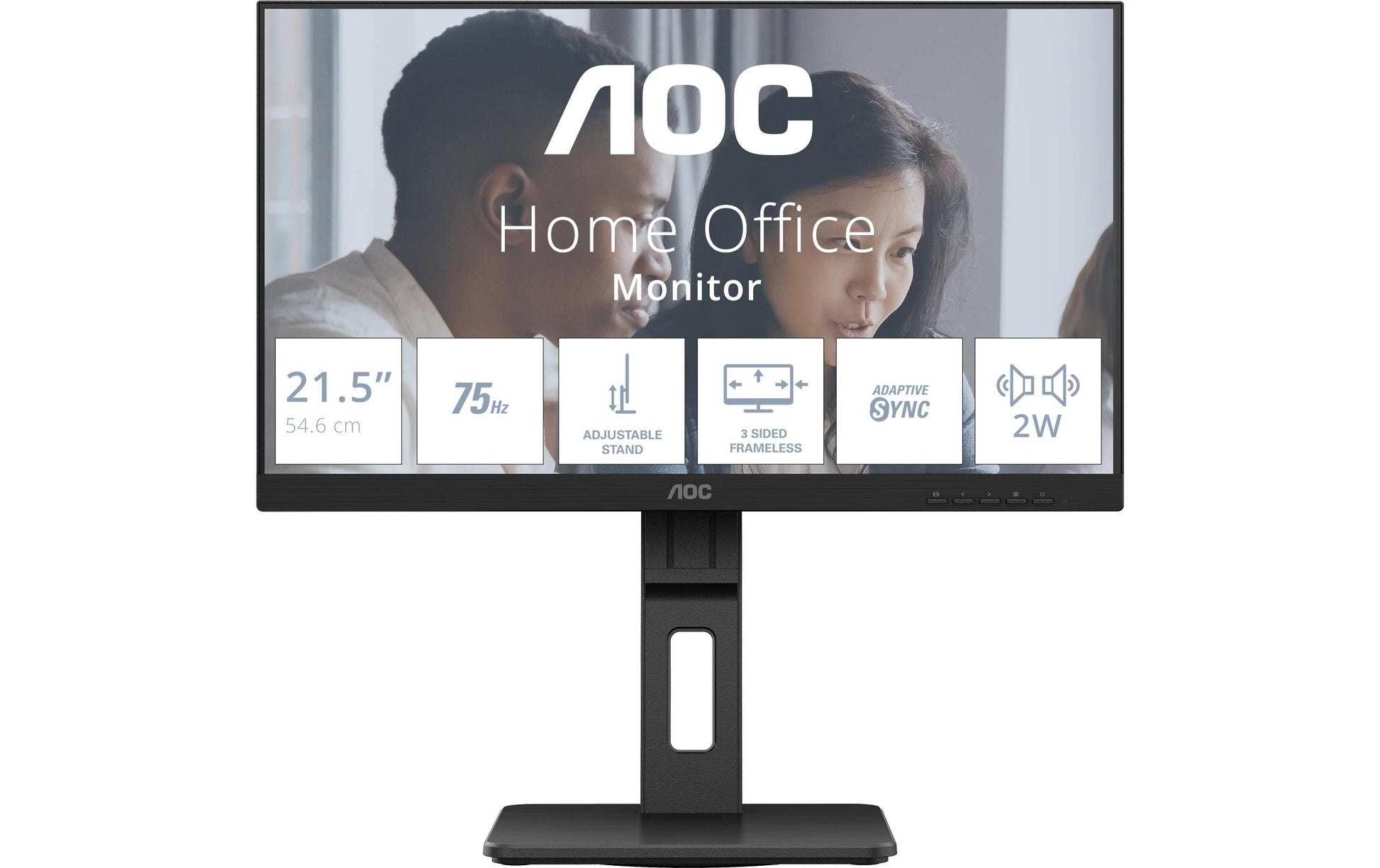 AOC 22E2UMF – Monitor, 21,5" 1920 × 1080 (Full HD), VA, 75 Hz, 250 cd/m², VESA 100 × 100, Schwarz
