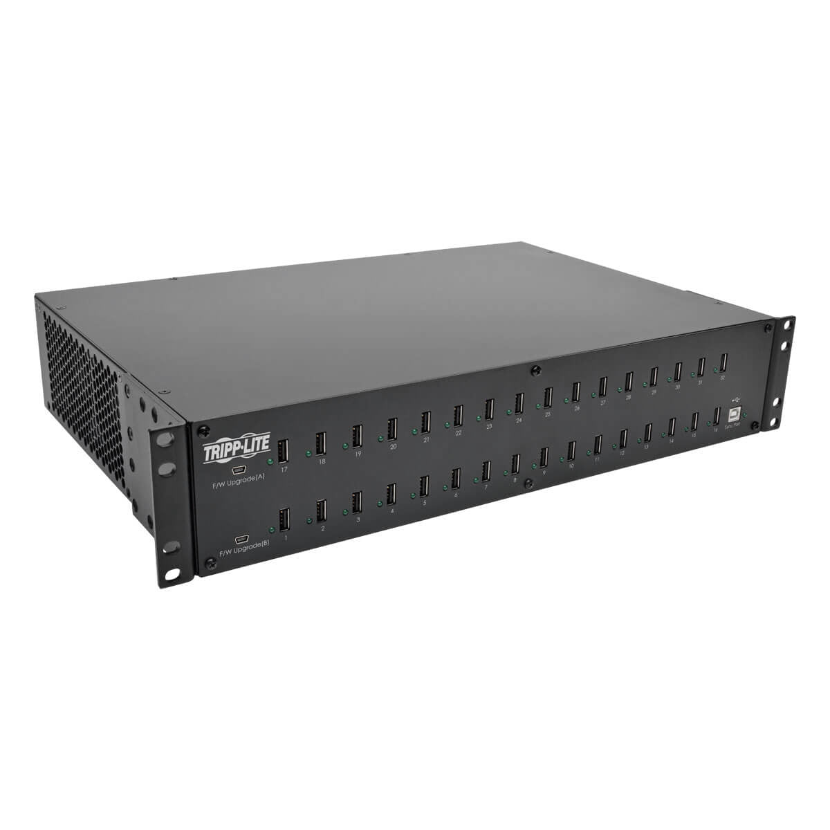 Tripp Lite U280-032-RMINT USB-Desktop-Ladegerät 400 W – 5 V/80 A Ausgang, USB-A×32 – 2U Rack – Schwarz