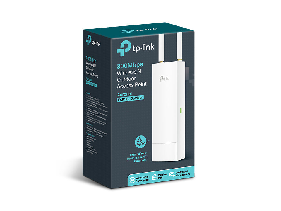 TP-Link EAP110-Outdoor – Access Point – Wi-Fi 4 (2,4 GHz), 300 Mbit/s, PoE (passiv 24 V), Wand/Mast