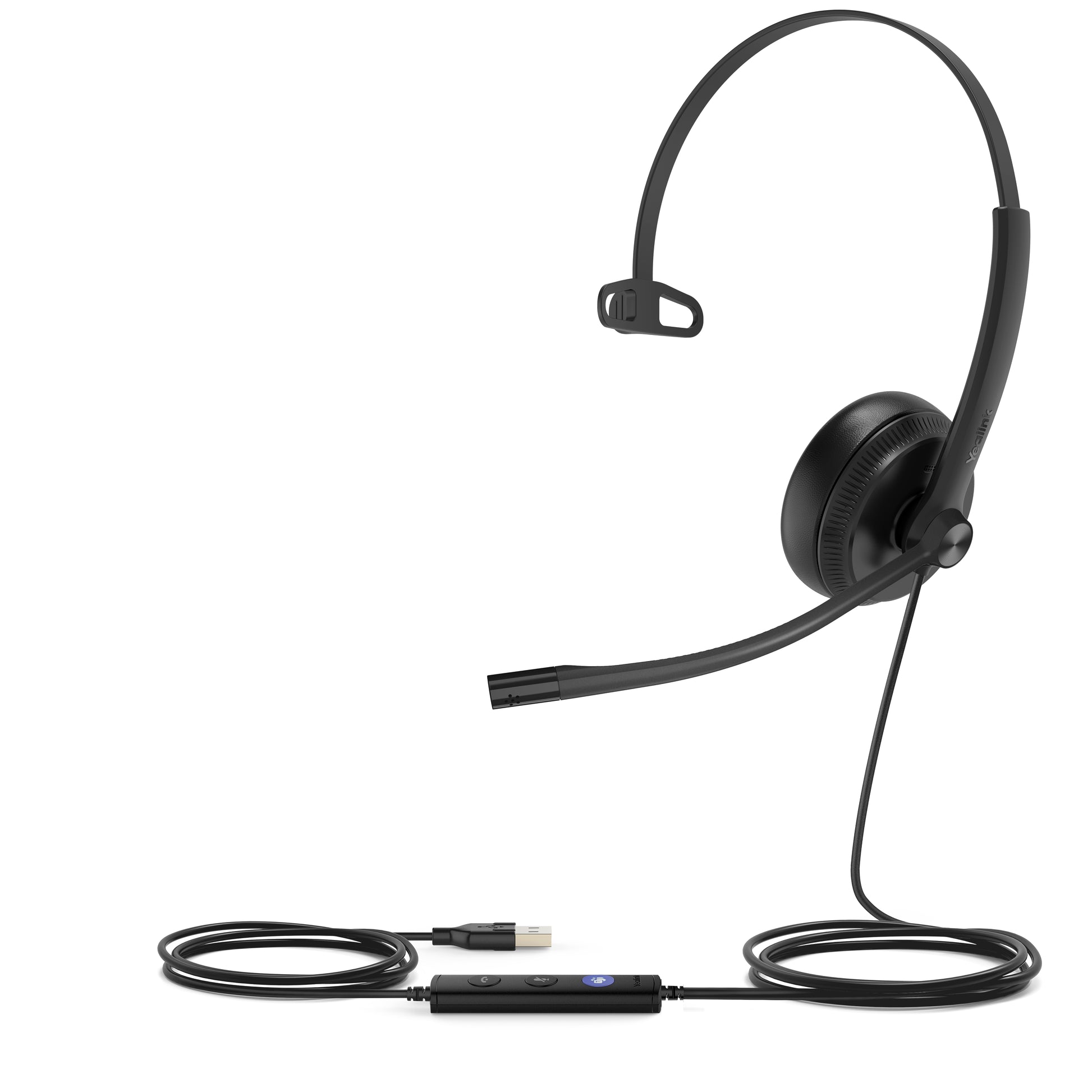 Yealink UH34 Office-Headset – On-Ear, Mono, Kabelgebunden (USB-A), für T41S, T42S, T46S und andere, Schwarz