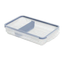 Rotho Kühlschrankdose Clic & Lock – 1 l – rechteckig mit Trennsteg – 23,9 × 5 × 16 cm – transparent