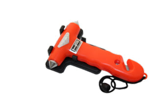 HP Autozubehör Nothammer – doppelseitig, mit Gurtmesser – 150×35×95 mm – orange, Kunststoff – 10659, 1 Stk.